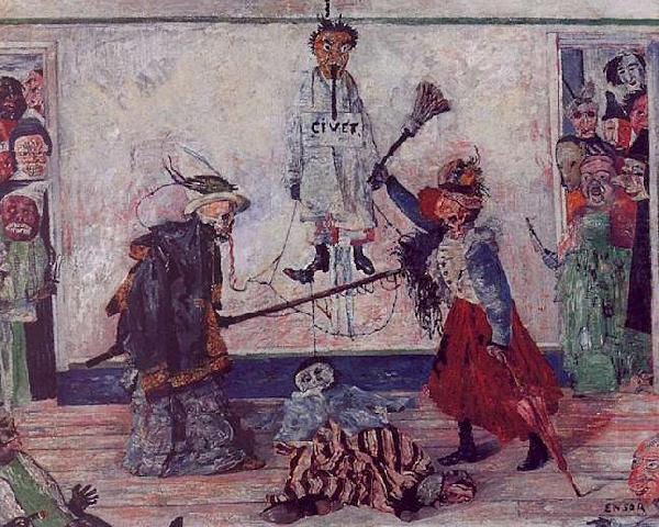 Skeletons Fighting for the Body of a Hanged Man, James Ensor